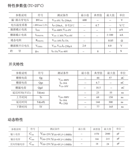 FQP10N60國產mos管型號參數