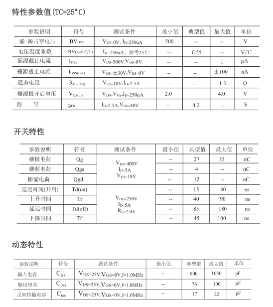 5a500v場效應管生產廠家